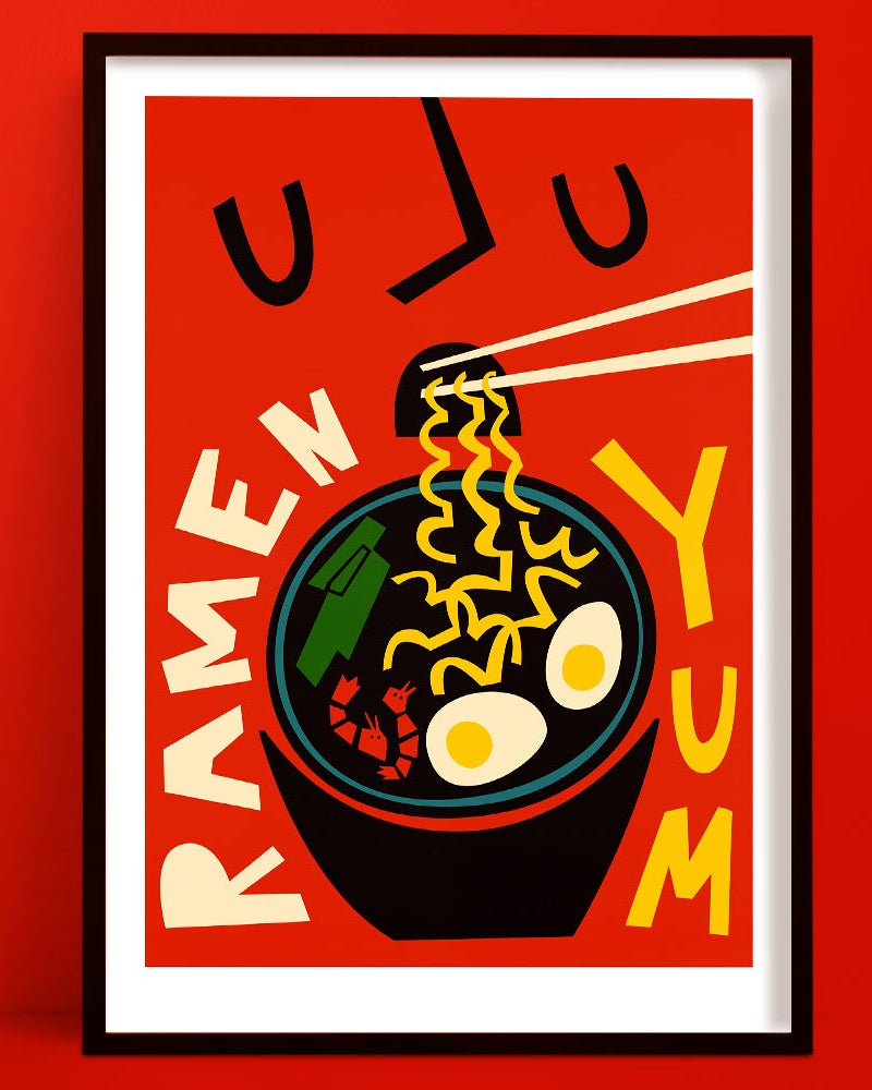 Ramen Food art print by Fox & velvet in a black frame
