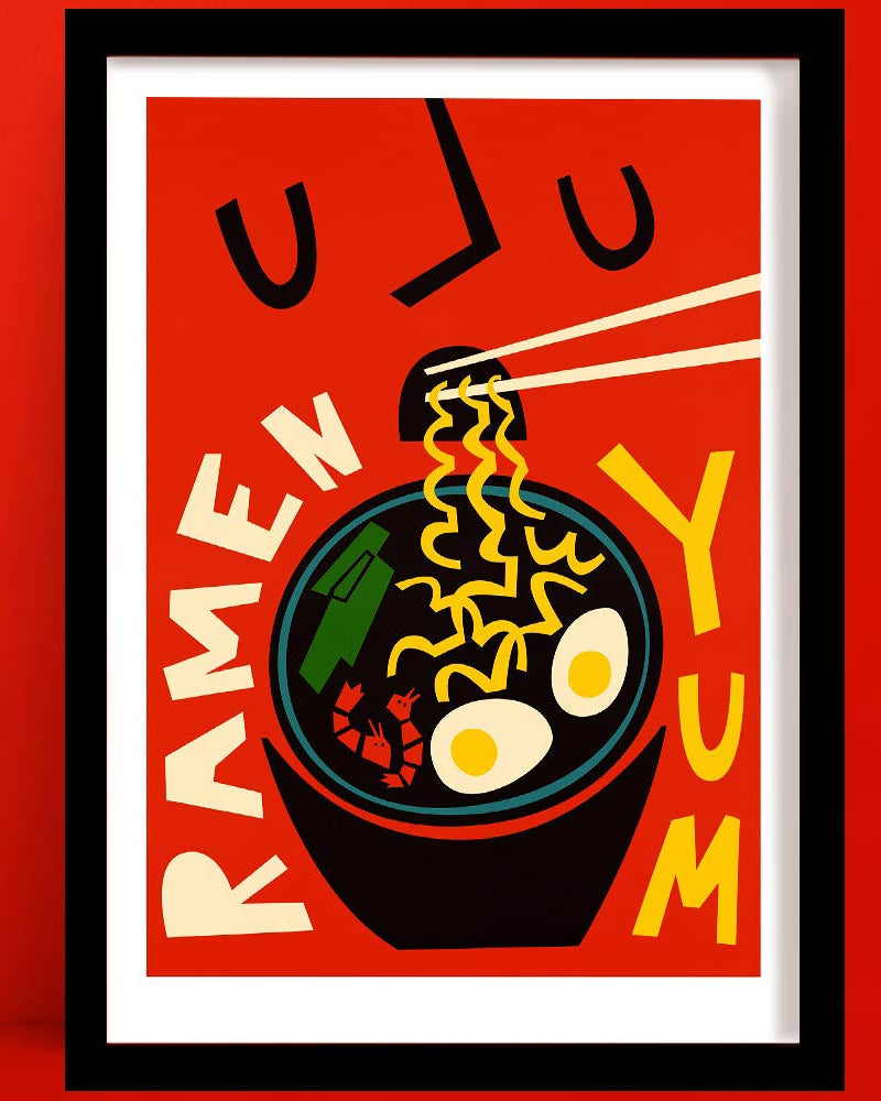 Ramen Food art print by Fox & velvet in a black frame