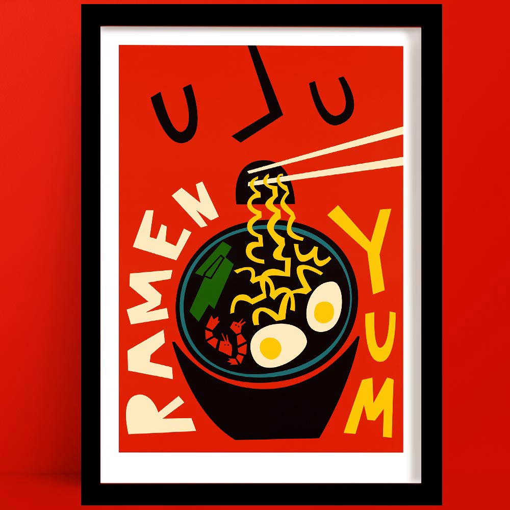 Ramen Food art print by Fox & velvet in a black frame