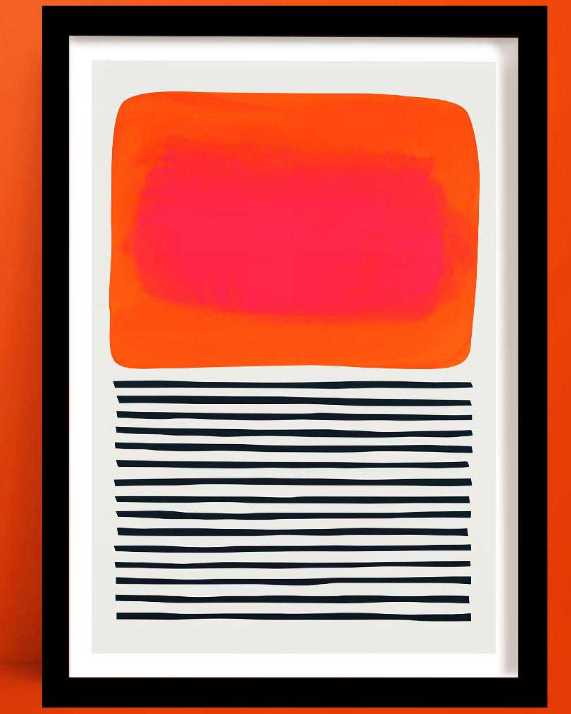 Sunset Ripples Abstract Art Print in black frame by fox & velvet
