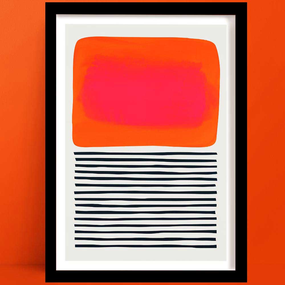 Sunset Ripples Abstract Art Print in black frame by fox & velvet