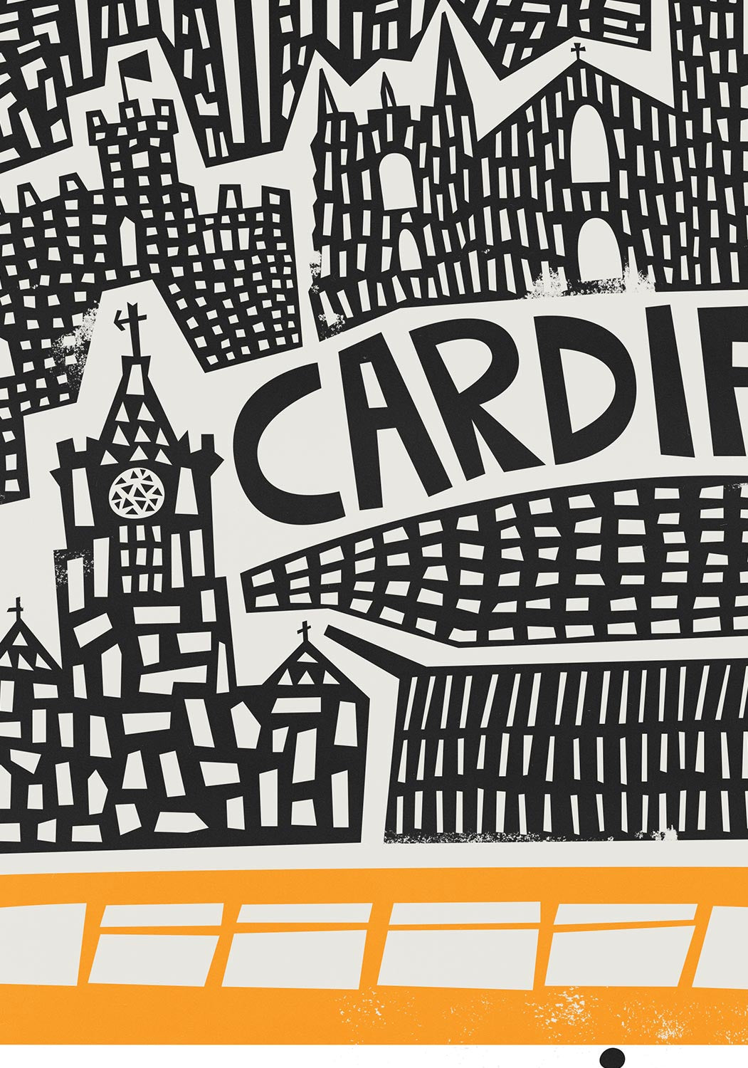 Close up Cardiff Cityscape Art Print by fox & velvet