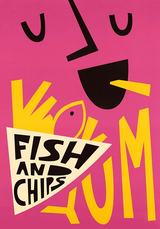yum fish & chips art print illustration by fox & velvet