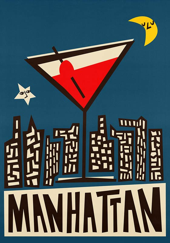 Manhattan cocktail poster by fox & velvet wall art print