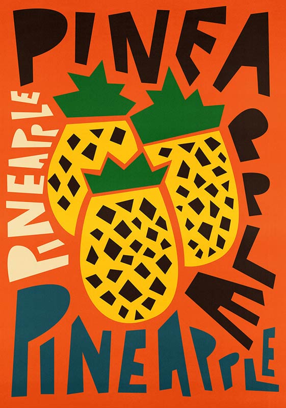 Pineapple typography wall art print poster by fox & velvet