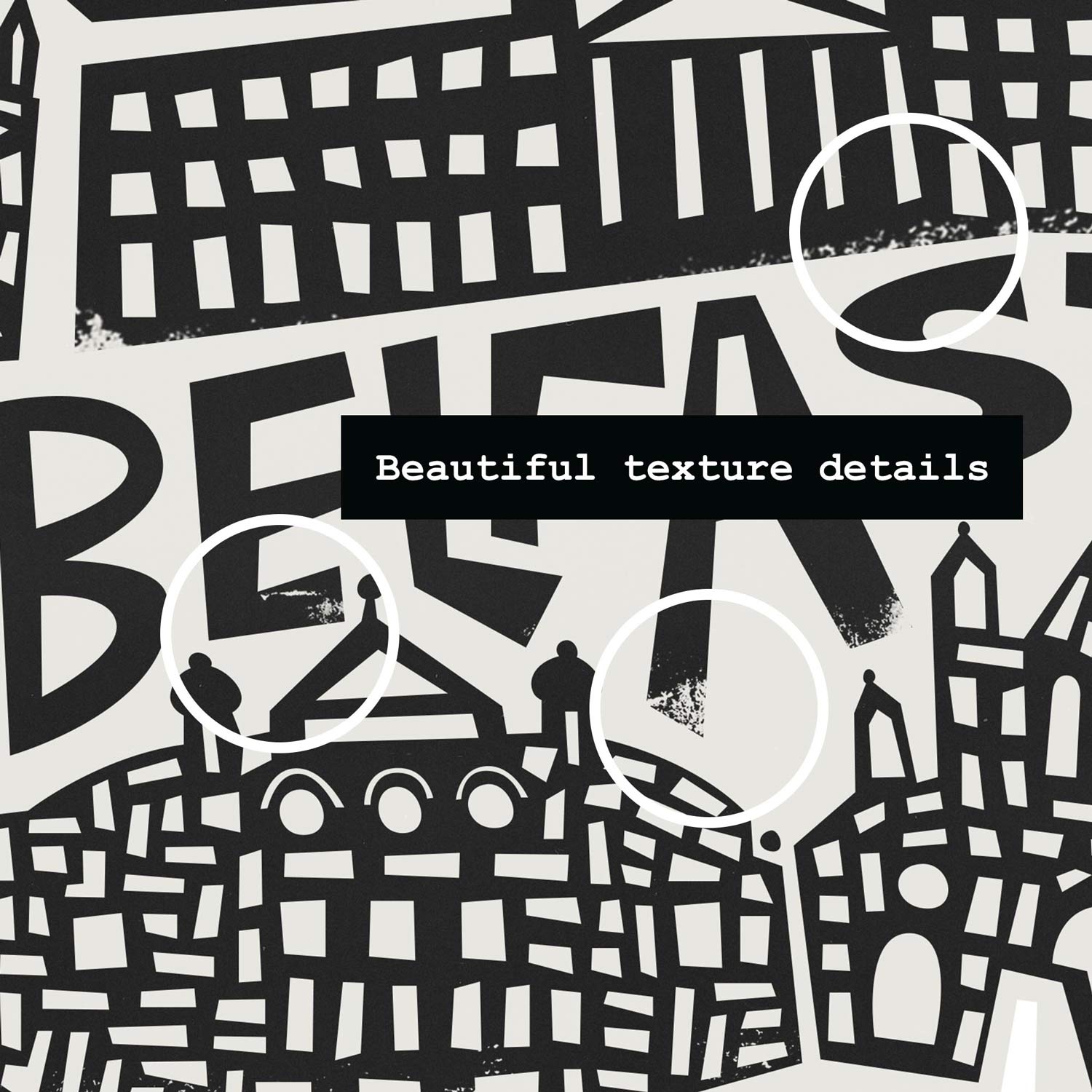 Close-up view of the Belfast print showing the angular architecture, clock tower, and signature red ferry, highlighting the city’s strong maritime character.