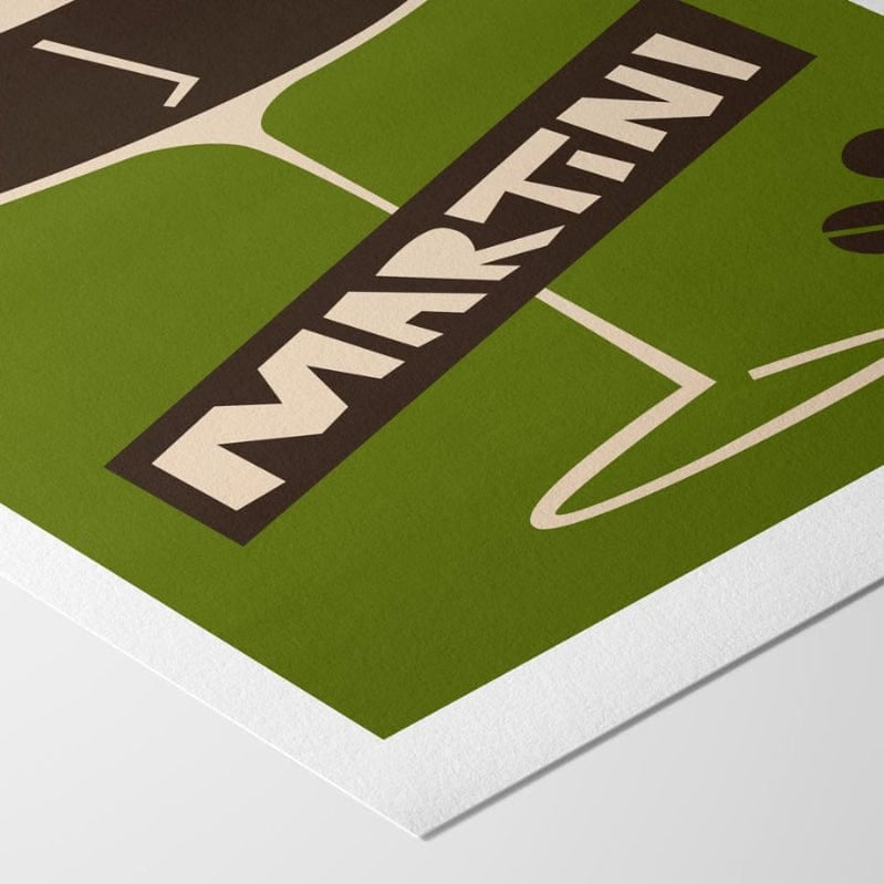 Beautiful paper texture of fox & velvet art prints, illustration is a martini cocktail.