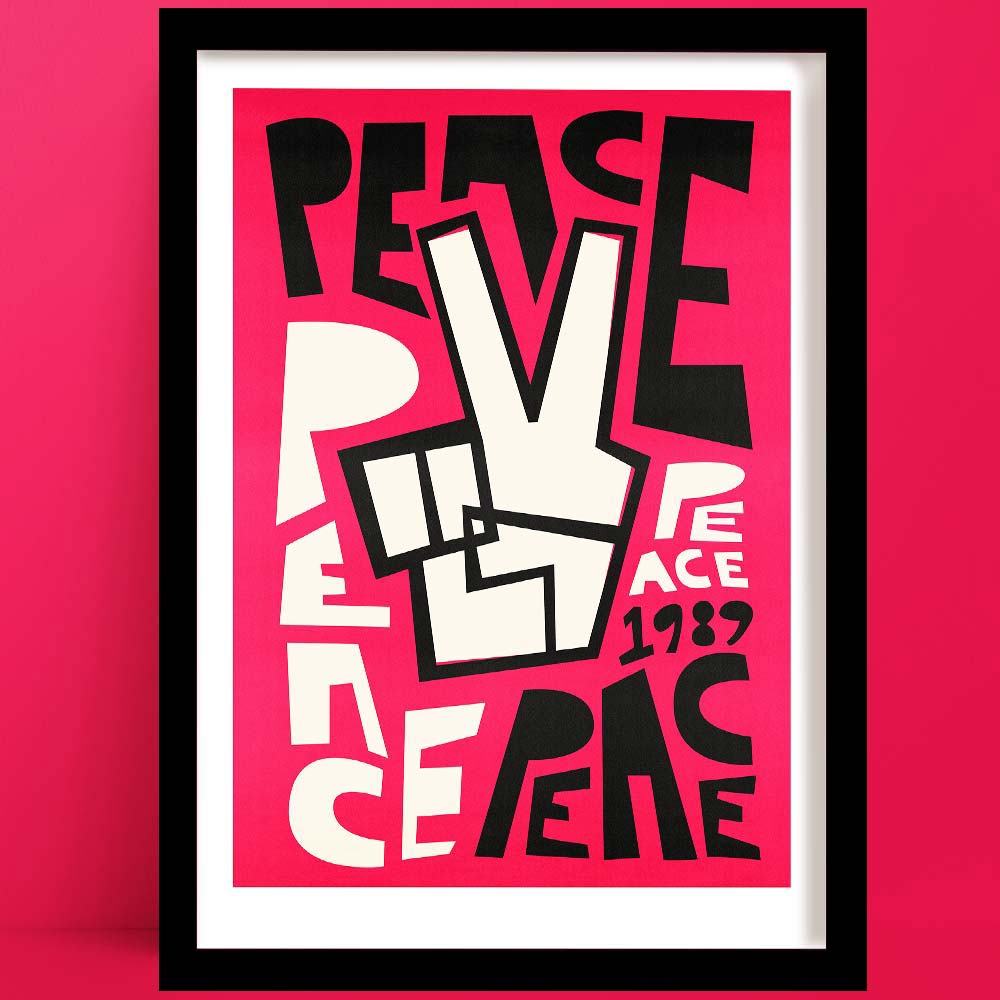 Peace motivational poster — bold retro pink typography by Fox & Velvet