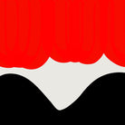 Close-up of the Sundown print showing the curved red and black shapes with textured brush-like edges, creating a sense of slow movement and transition.