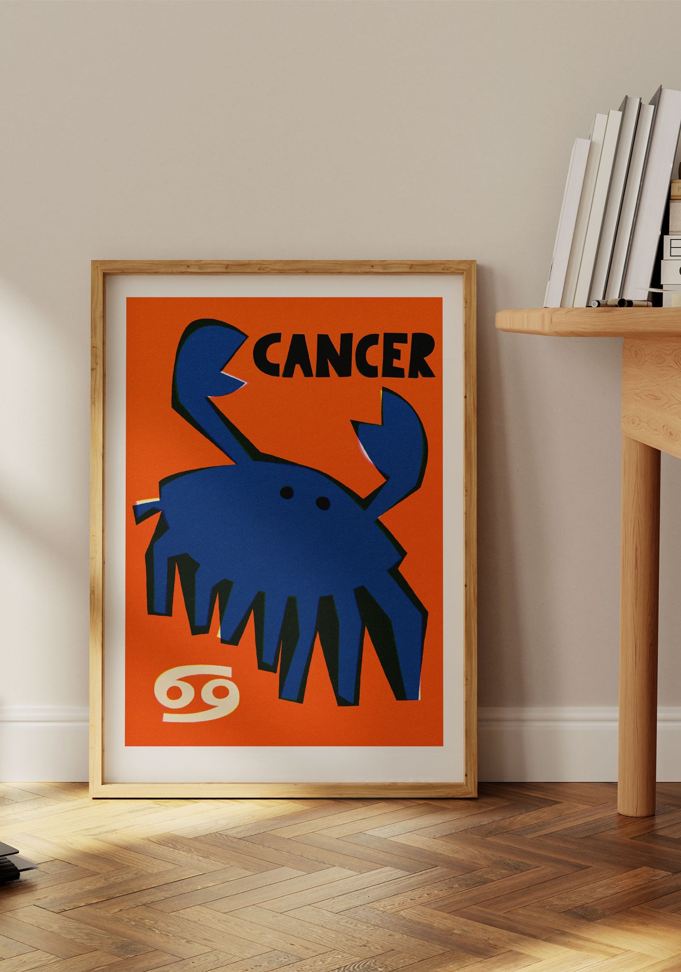 Oak Frame Cancer Zodiac Star Sign Art Print by fox & Velvet