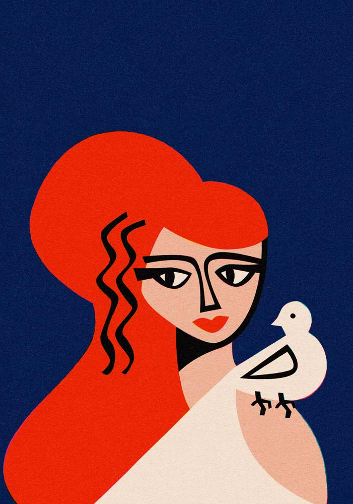 Modern abstract portrait of Aphrodite – feminine Greek goddess wall art print”