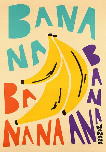 Retro Banana Wall Art Print By Fox & Velvet