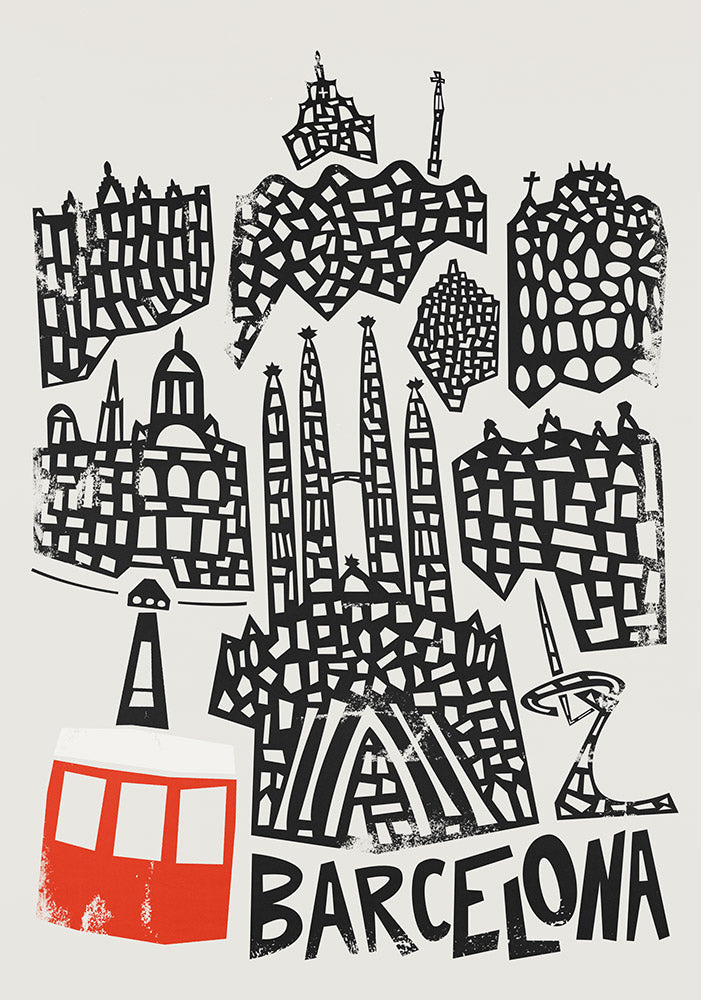 Barcelona Cityscape Print By Fox & Velvet