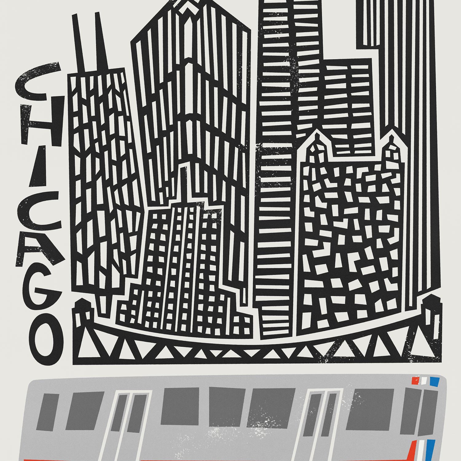 Close up Chicago Cityscape Art Print by fox & velvet