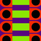 Colorful pattern with red circles on a green and purple background