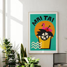 Mai Tai cocktail art print framed in modern kitchen with tiki decor