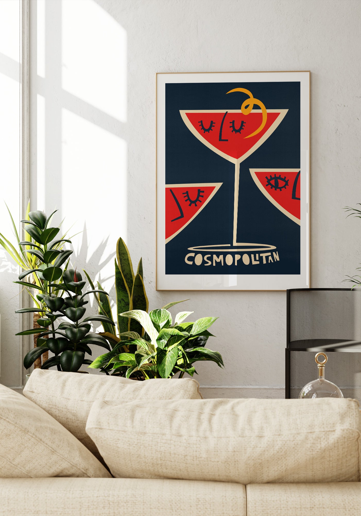Oak frame Cosmopolitan Cocktail Art Print by fox & velvet