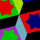 Colorful geometric pattern with star shapes on a multicolored background
