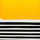 Close-up detail showing vibrant yellow block and uneven black horizontal lines