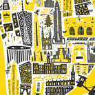 Close up of  manhattan map illustration in yellow and black