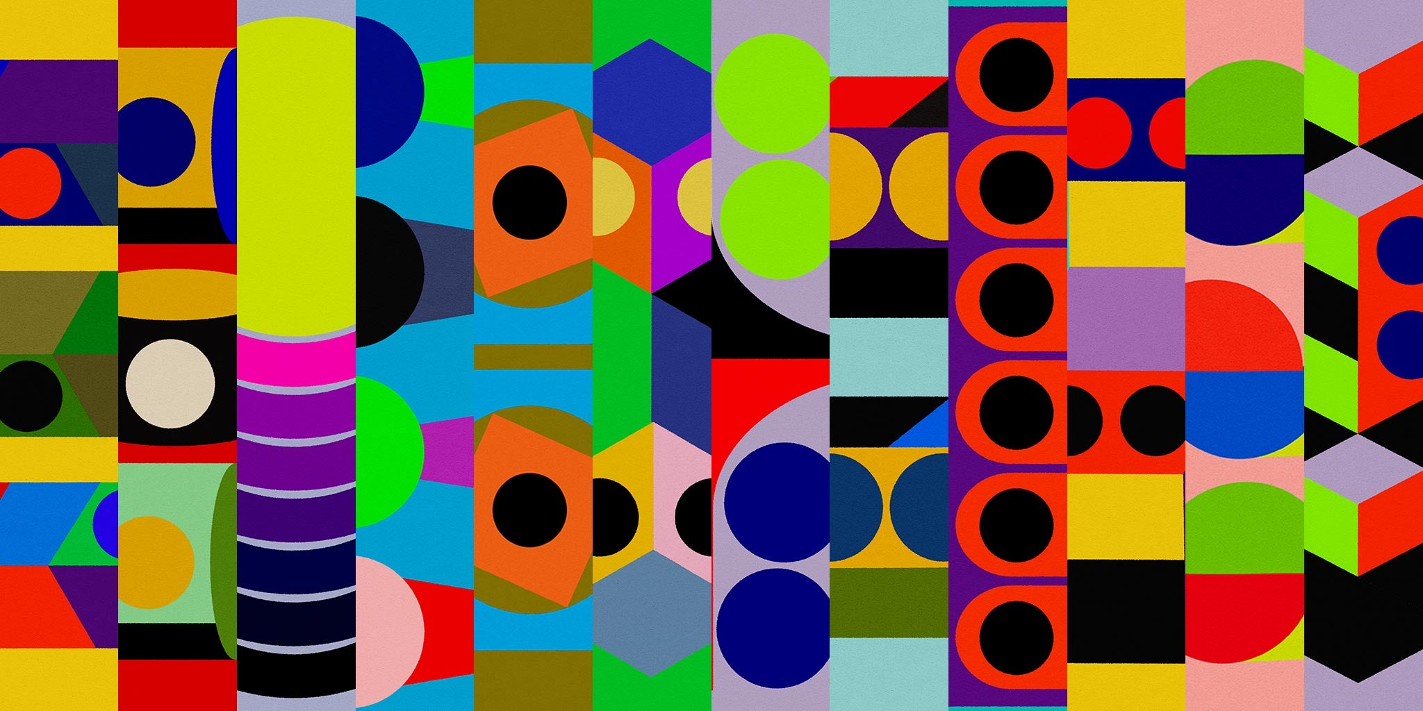 Colorful abstract pattern with geometric shapes on a multicolored background