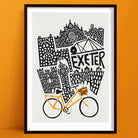 Exeter city art print — bold mid-century skyline illustration by Fox & Velvet