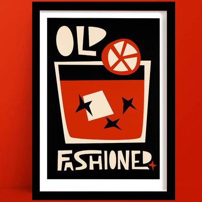 Old Fashioned Cocktail Art Print – Mid-Century Wall Decor