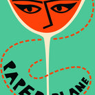 green and black paper plane cocktail print with mid-century styling graphic illustration