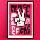 Peace motivational art print — bold retro pink typography by Fox & Velvet