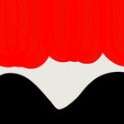 Close-up of the Sundown print showing the curved red and black shapes with textured brush-like edges, creating a sense of slow movement and transition.

