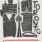 Close-up view of the Toronto print showing detailed architectural elements and the stylised red streetcar, combining contemporary and nostalgic visual cues.
