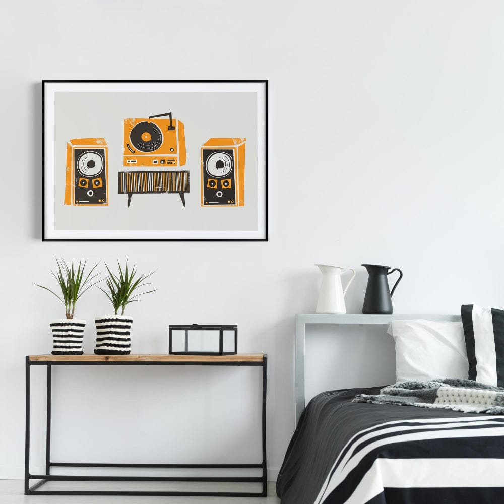 Record Deck & Speakers Print | Art for Audiophiles – Fox and Velvet