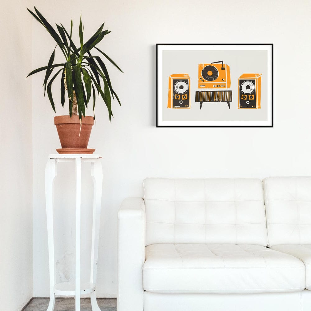 Record Deck & Speakers Print | Art for Audiophiles – Fox and Velvet
